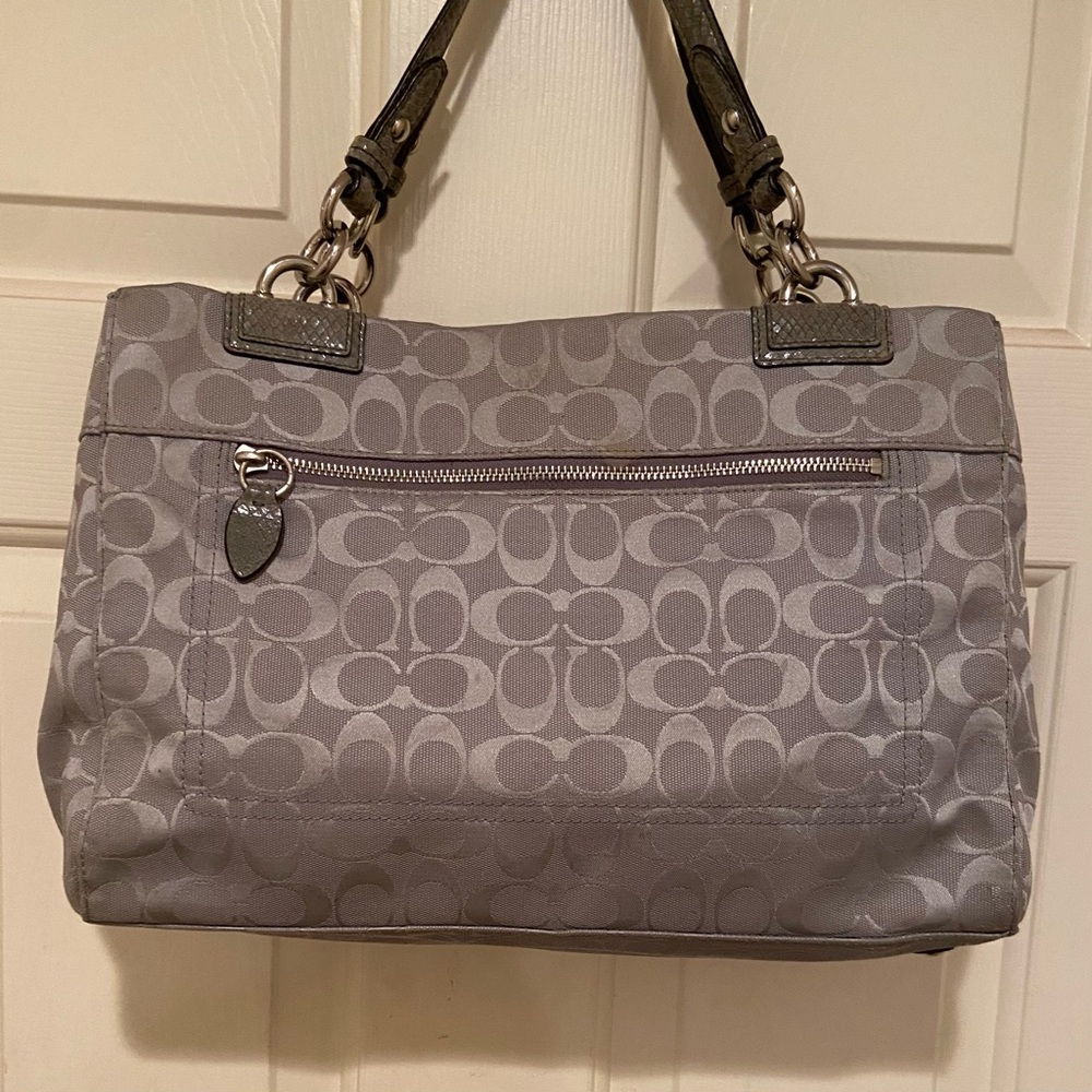 Coach Penelope Snakeskin & Silver Trim Satchel Hand Bag Grey No. B1182-F16537. - Picture 3 of 16